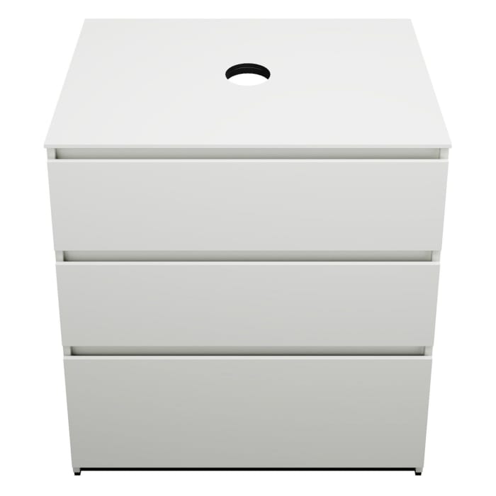 burgbad Lin20 Waschtischunterschrank mit Konsolenplatte 80 cm, 3 Auszüge, Beckenausschnitt mittig