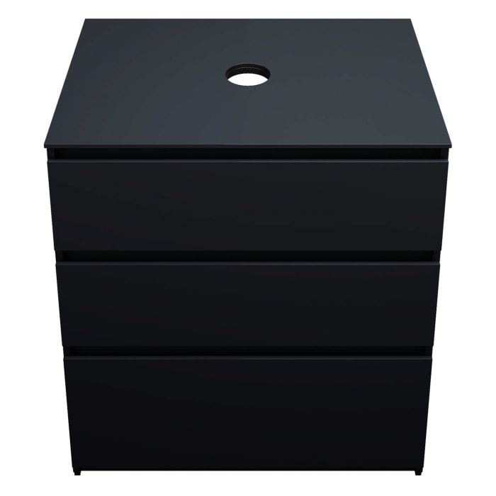 burgbad Lin20 Waschtischunterschrank mit Konsolenplatte 80 cm, 3 Auszüge, Beckenausschnitt mittig