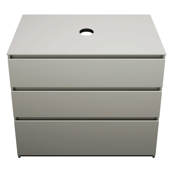 burgbad Lin20 Waschtischunterschrank mit Konsolenplatte 100 cm,  3 Auszüge, Beckenausschnitt mittig