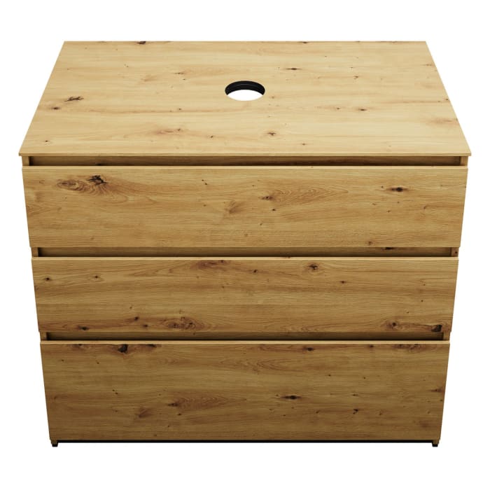 burgbad Lin20 Waschtischunterschrank mit Konsolenplatte 100 cm, 3 Auszüge, Beckenausschnitt mittig