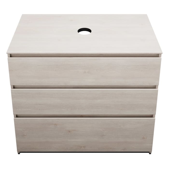 burgbad Lin20 Waschtischunterschrank mit Konsolenplatte 100 cm, 3 Auszüge, Beckenausschnitt mittig