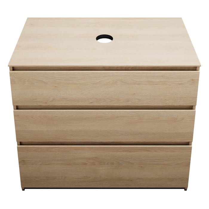 burgbad Lin20 Waschtischunterschrank mit Konsolenplatte 100 cm, 3 Auszüge, Beckenausschnitt mittig