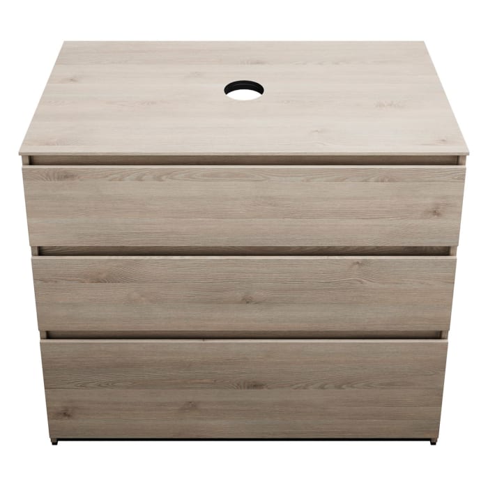 burgbad Lin20 Waschtischunterschrank mit Konsolenplatte 100 cm, 3 Auszüge, Beckenausschnitt mittig