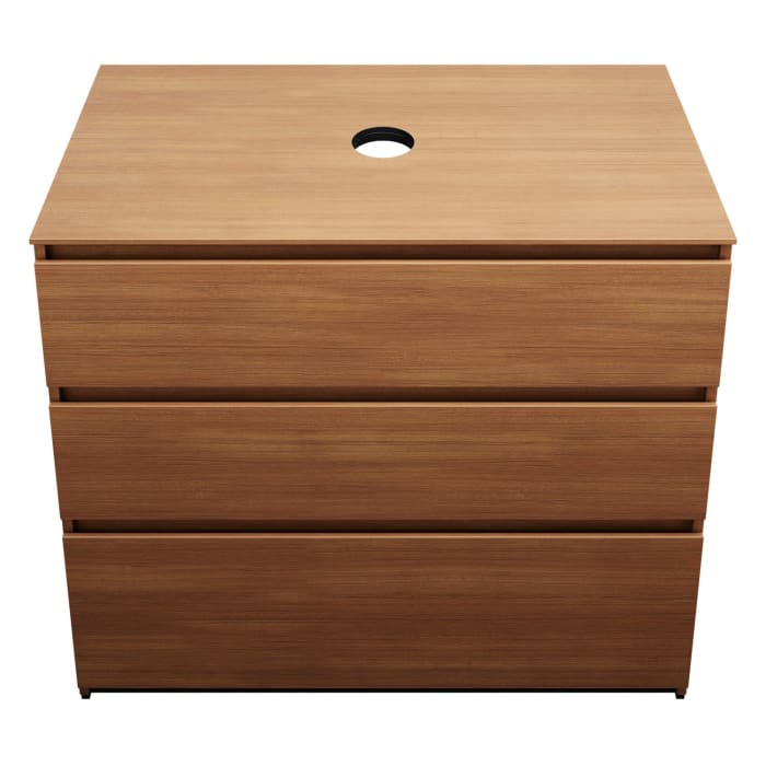 burgbad Lin20 Waschtischunterschrank mit Konsolenplatte 100 cm, 3 Auszüge, Beckenausschnitt mittig