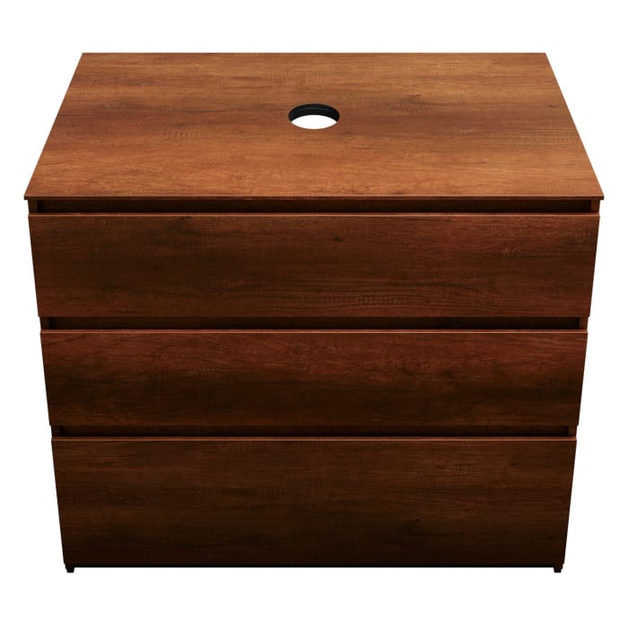 burgbad Lin20 Waschtischunterschrank mit Konsolenplatte 100 cm, 3 Auszüge, Beckenausschnitt mittig