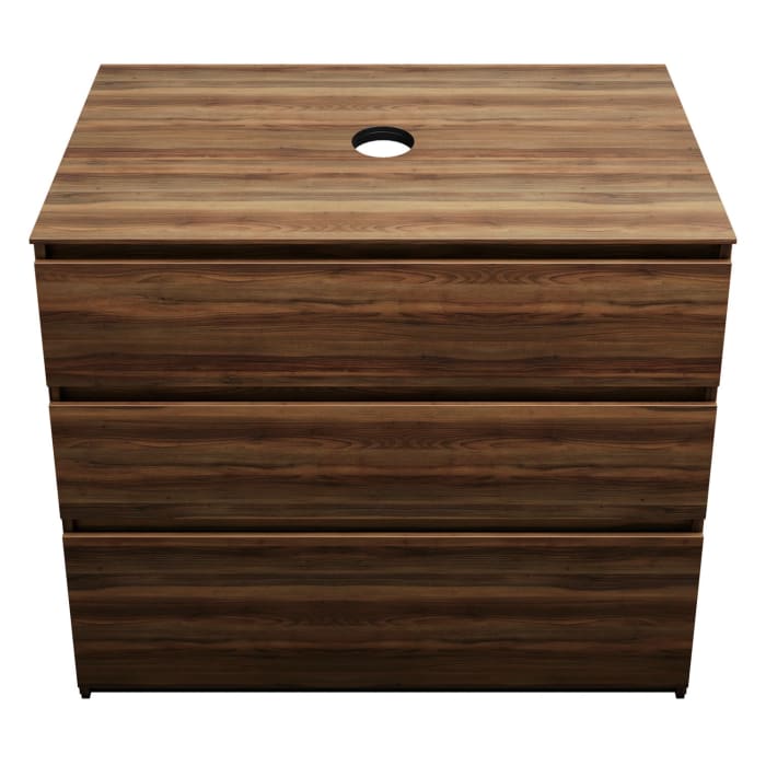 burgbad Lin20 Waschtischunterschrank mit Konsolenplatte 100 cm, 3 Auszüge, Beckenausschnitt mittig