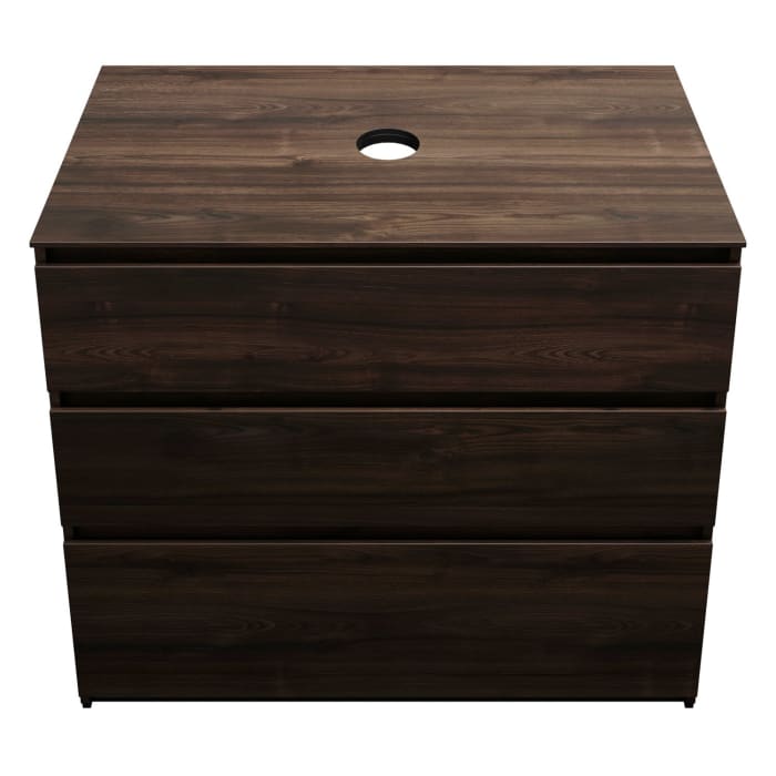 burgbad Lin20 Waschtischunterschrank mit Konsolenplatte 100 cm, 3 Auszüge, Beckenausschnitt mittig