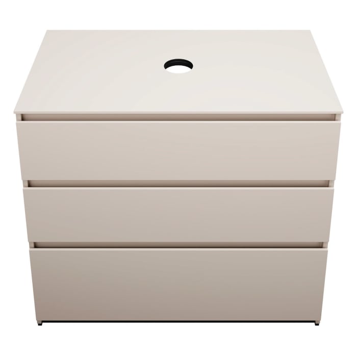 burgbad Lin20 Waschtischunterschrank mit Konsolenplatte 100 cm, 3 Auszüge, Beckenausschnitt mittig