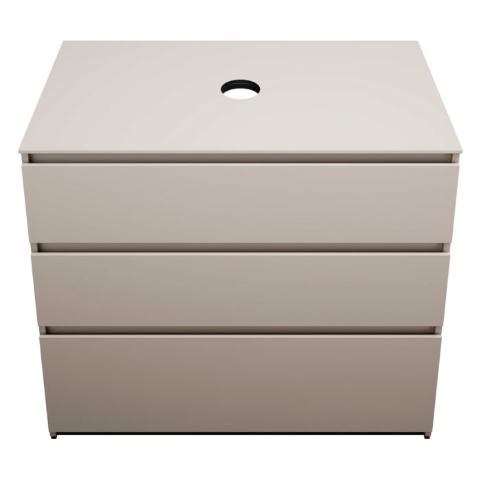 burgbad Lin20 Waschtischunterschrank mit Konsolenplatte 100 cm, 3 Auszüge, Beckenausschnitt mittig