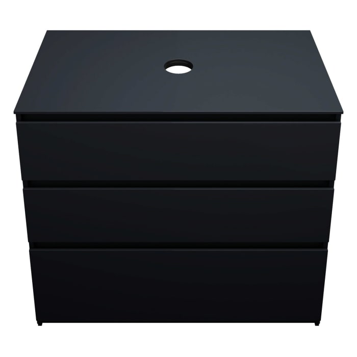 burgbad Lin20 Waschtischunterschrank mit Konsolenplatte 100 cm, 3 Auszüge, Beckenausschnitt mittig