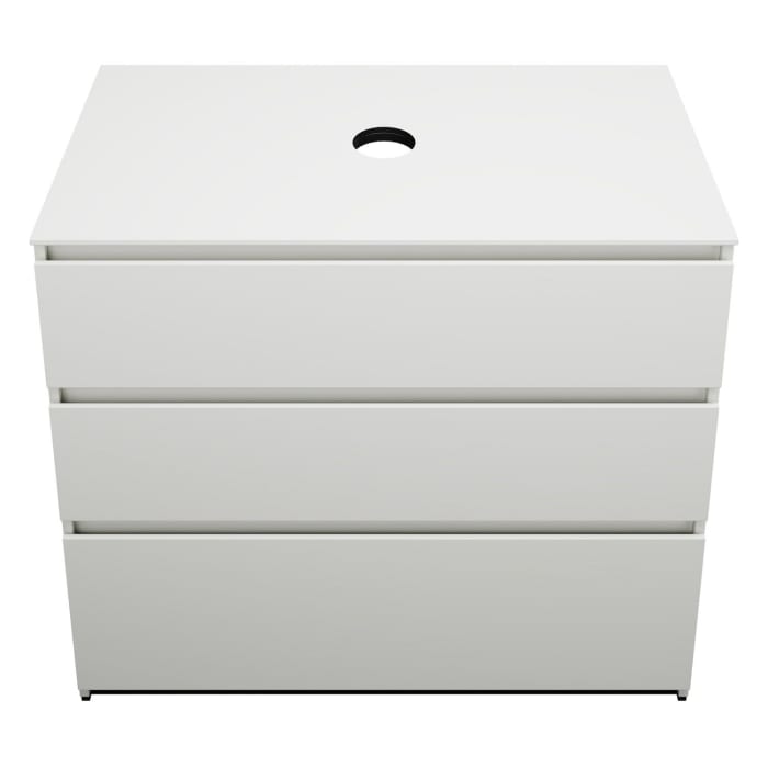 burgbad Lin20 Waschtischunterschrank mit Konsolenplatte 100 cm, 3 Auszüge, Beckenausschnitt mittig