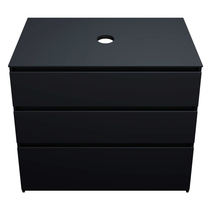 burgbad Lin20 Waschtischunterschrank mit Konsolenplatte 100 cm, 3 Auszüge, Beckenausschnitt mittig