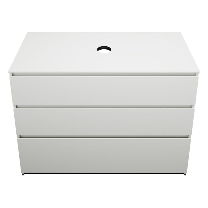 burgbad Lin20 Waschtischunterschrank mit Konsolenplatte 120 cm, 3 Auszüge, Beckenausschnitt mittig