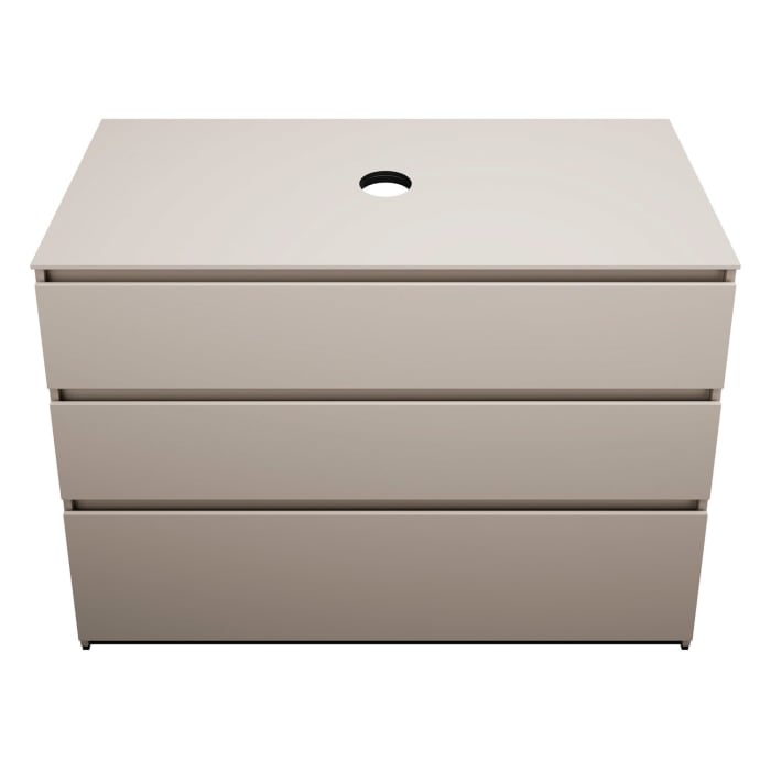 burgbad Lin20 Waschtischunterschrank mit Konsolenplatte 120 cm, 3 Auszüge, Beckenausschnitt mittig