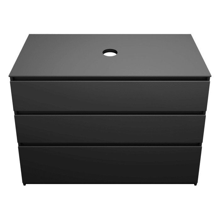 burgbad Lin20 Waschtischunterschrank mit Konsolenplatte 120 cm, 3 Auszüge, Beckenausschnitt mittig