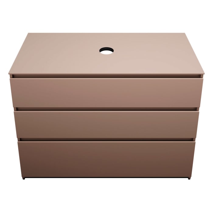 burgbad Lin20 Waschtischunterschrank mit Konsolenplatte 120 cm, 3 Auszüge, Beckenausschnitt mittig