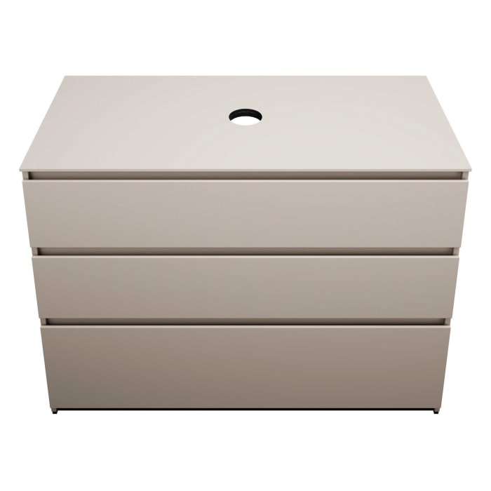 burgbad Lin20 Waschtischunterschrank mit Konsolenplatte 120 cm, 3 Auszüge, Beckenausschnitt mittig