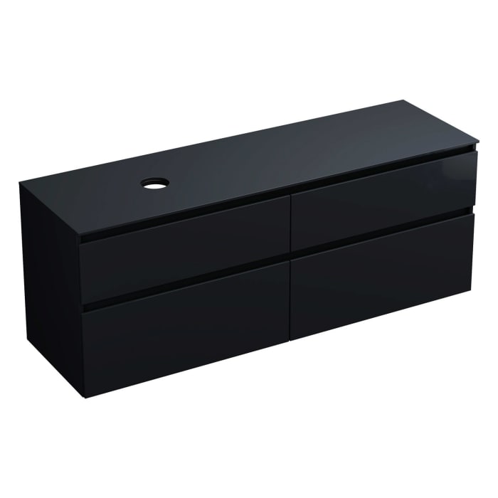 burgbad Lin20 Waschtischunterschrank mit Konsolenplatte 160 cm, 4 Auszüge, Beckenausschnitt links