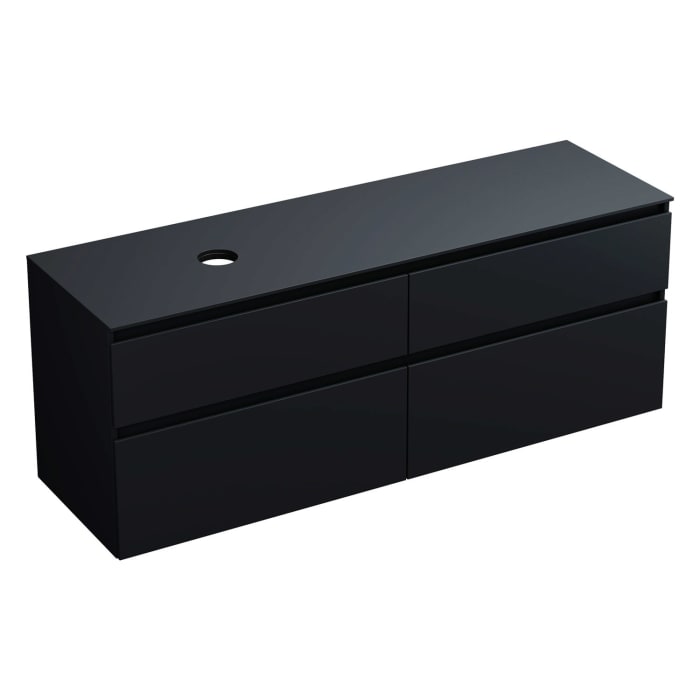 burgbad Lin20 Waschtischunterschrank mit Konsolenplatte 160 cm, 4 Auszüge, Beckenausschnitt links