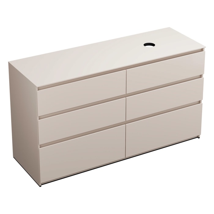 burgbad Lin20 Waschtischunterschrank mit Konsolenplatte 160 cm, 6 Auszüge, Beckenausschnitt rechts