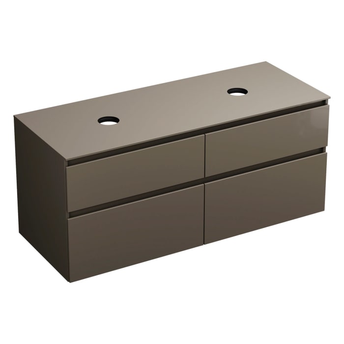 burgbad Lin20 Waschtischunterschrank mit Konsolenplatte 140 cm, 4 Auszüge, Beckenausschnitt links und rechts