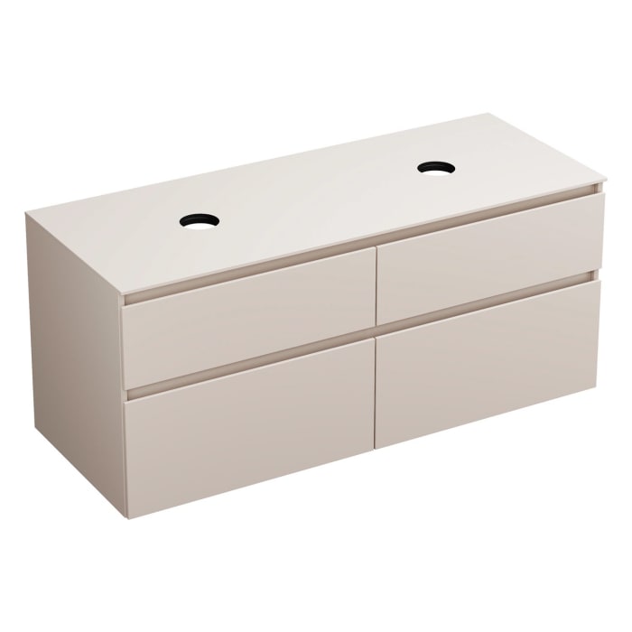 burgbad Lin20 Waschtischunterschrank mit Konsolenplatte 140 cm, 4 Auszüge, Beckenausschnitt links und rechts