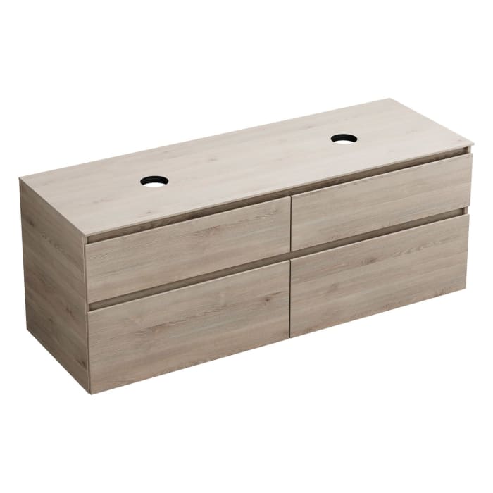 burgbad Lin20 Waschtischunterschrank mit Konsolenplatte 160 cm, 4 Auszüge, Beckenausschnitt links und rechts