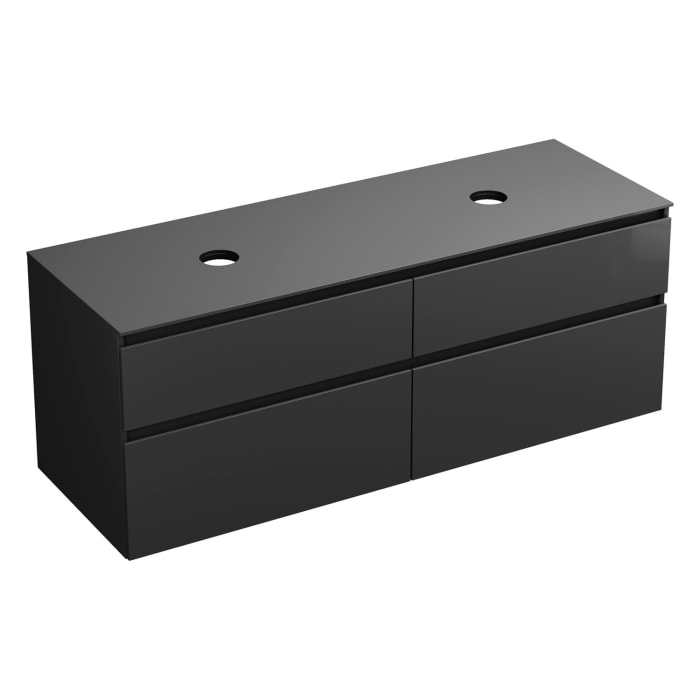 burgbad Lin20 Waschtischunterschrank mit Konsolenplatte 160 cm, 4 Auszüge, Beckenausschnitt links und rechts