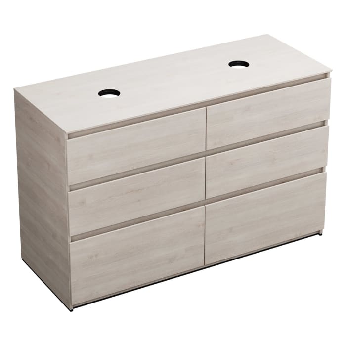 burgbad Lin20 Waschtischunterschrank mit Konsolenplatte 140 cm, 6 Auszüge, Beckenausschnitt links und rechts