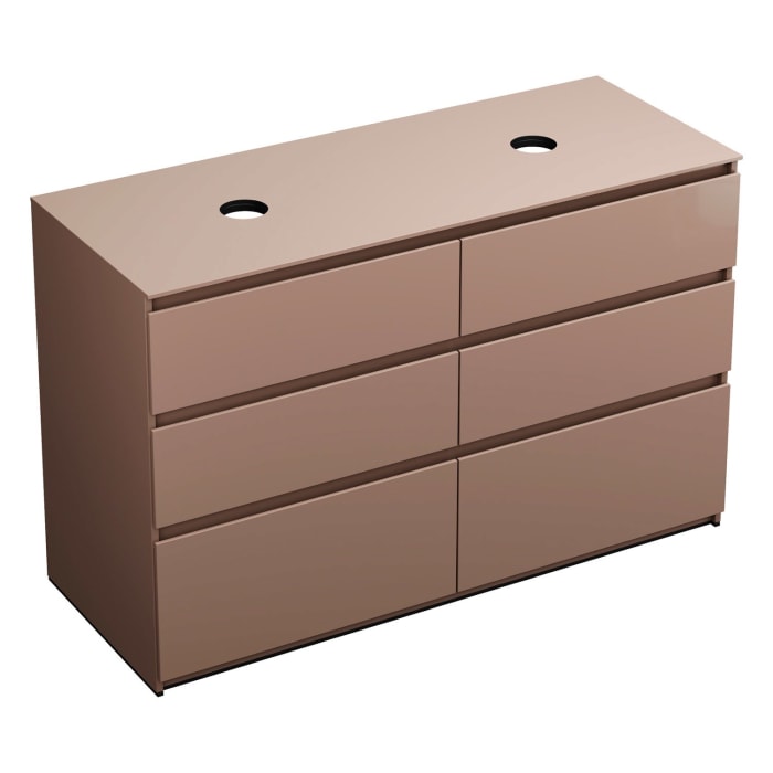 burgbad Lin20 Waschtischunterschrank mit Konsolenplatte 140 cm, 6 Auszüge, Beckenausschnitt links und rechts