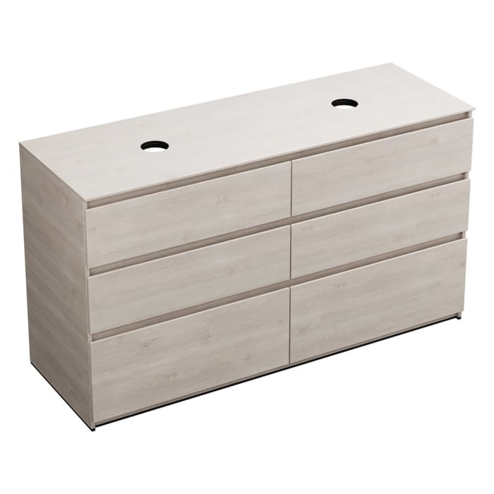 burgbad Lin20 Waschtischunterschrank mit Konsolenplatte 160 cm, 6 Auszüge, Beckenausschnitt links und rechts