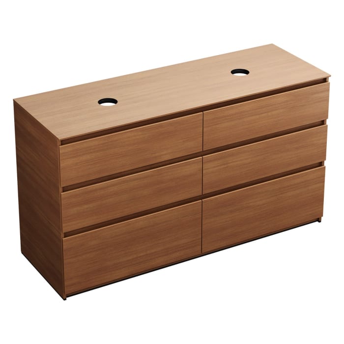 burgbad Lin20 Waschtischunterschrank mit Konsolenplatte 160 cm, 6 Auszüge, Beckenausschnitt links und rechts