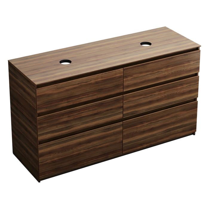 burgbad Lin20 Waschtischunterschrank mit Konsolenplatte 160 cm, 6 Auszüge, Beckenausschnitt links und rechts