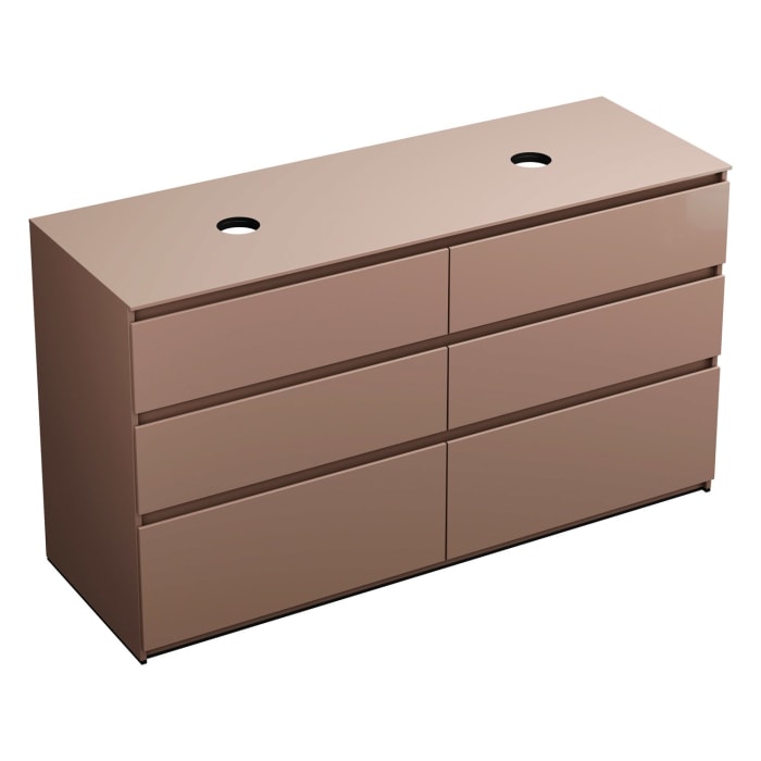 burgbad Lin20 Waschtischunterschrank mit Konsolenplatte 160 cm, 6 Auszüge, Beckenausschnitt links und rechts