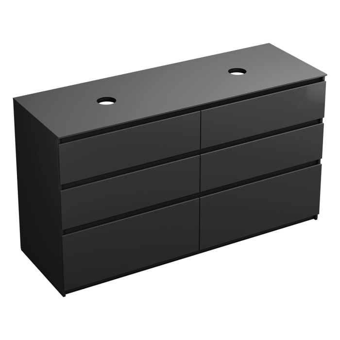 burgbad Lin20 Waschtischunterschrank mit Konsolenplatte 160 cm, 6 Auszüge, Beckenausschnitt links und rechts