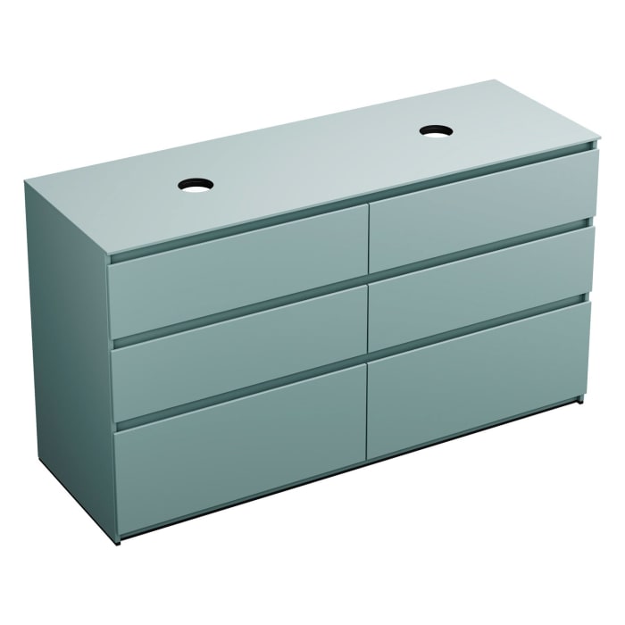 burgbad Lin20 Waschtischunterschrank mit Konsolenplatte 160 cm, 6 Auszüge, Beckenausschnitt links und rechts