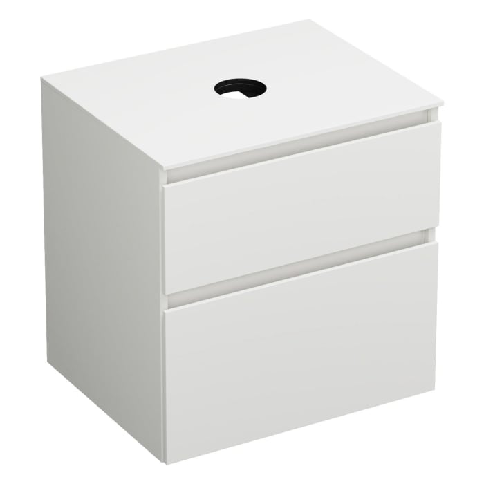 burgbad Lin20 Waschtischunterschrank mit Konsolenplatte 60 cm, 2 Auszüge, Beckenausschnitt mittig