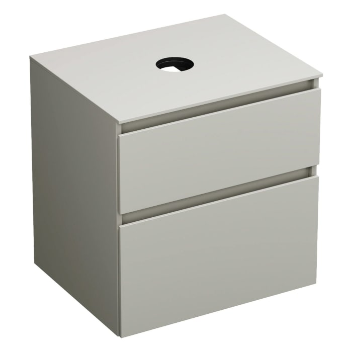 burgbad Lin20 Waschtischunterschrank mit Konsolenplatte 60 cm, 2 Auszüge, Beckenausschnitt mittig