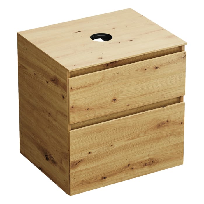 burgbad Lin20 Waschtischunterschrank mit Konsolenplatte 60 cm, 2 Auszüge, Beckenausschnitt mittig