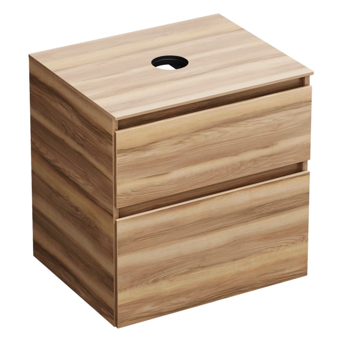 burgbad Lin20 Waschtischunterschrank mit Konsolenplatte 60 cm, 2 Auszüge, Beckenausschnitt mittig