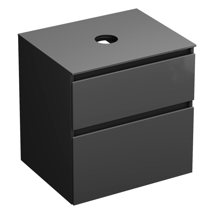 burgbad Lin20 Waschtischunterschrank mit Konsolenplatte 60 cm, 2 Auszüge, Beckenausschnitt mittig