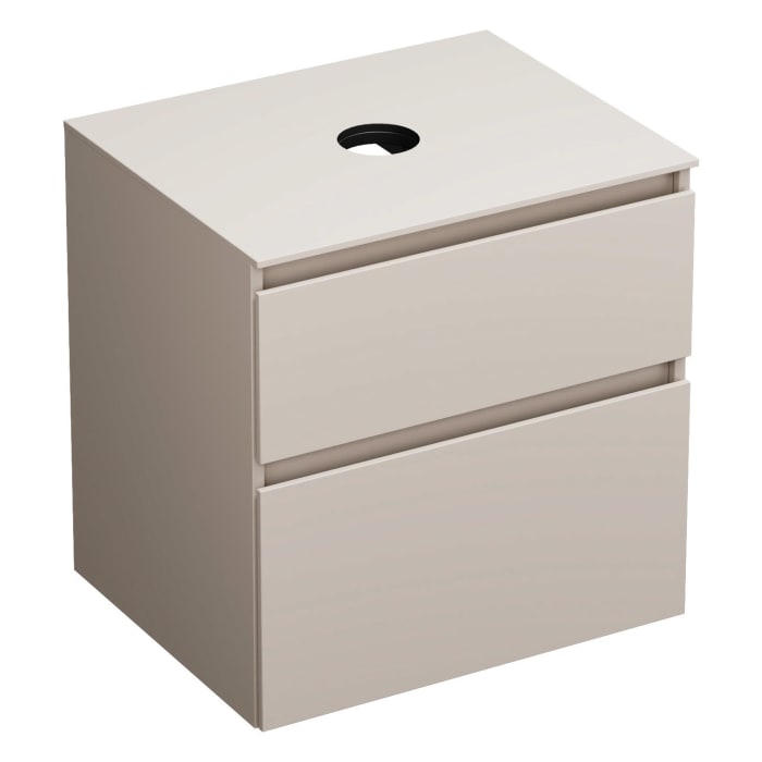 burgbad Lin20 Waschtischunterschrank mit Konsolenplatte 60 cm, 2 Auszüge, Beckenausschnitt mittig