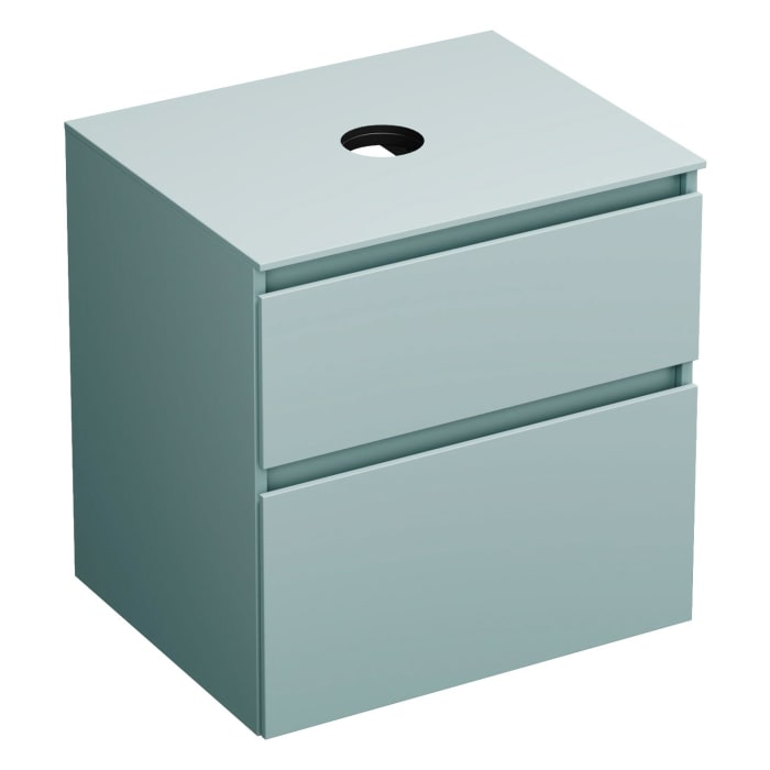 burgbad Lin20 Waschtischunterschrank mit Konsolenplatte 60 cm, 2 Auszüge, Beckenausschnitt mittig