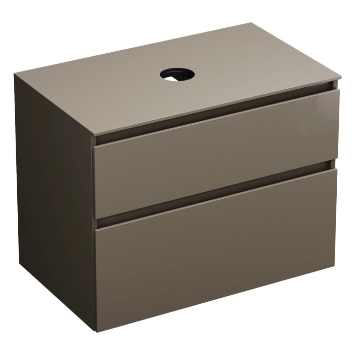 burgbad Lin20 Waschtischunterschrank mit Konsolenplatte 80 cm, 2 Auszüge, Beckenausschnitt mittig