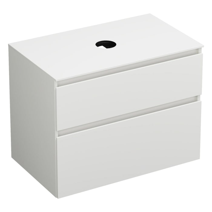 burgbad Lin20 Waschtischunterschrank mit Konsolenplatte 80 cm, 2 Auszüge, Beckenausschnitt mittig