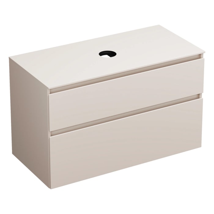 burgbad Lin20 Waschtischunterschrank mit Konsolenplatte 100 cm, 2 Auszüge, Beckenausschnitt mittig