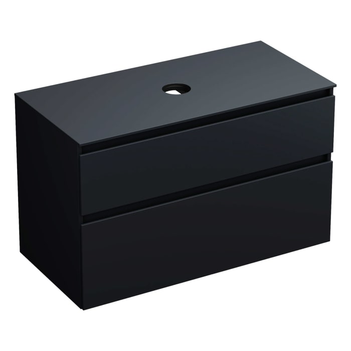 burgbad Lin20 Waschtischunterschrank mit Konsolenplatte 100 cm, 2 Auszüge, Beckenausschnitt mittig