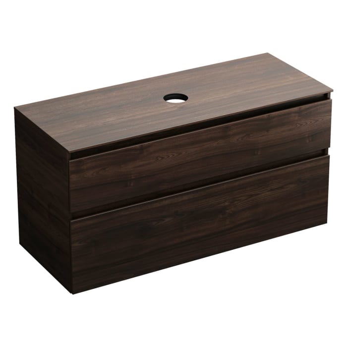 burgbad Lin20 Waschtischunterschrank mit Konsolenplatte 120 cm, 2 Auszüge, Beckenausschnitt mittig