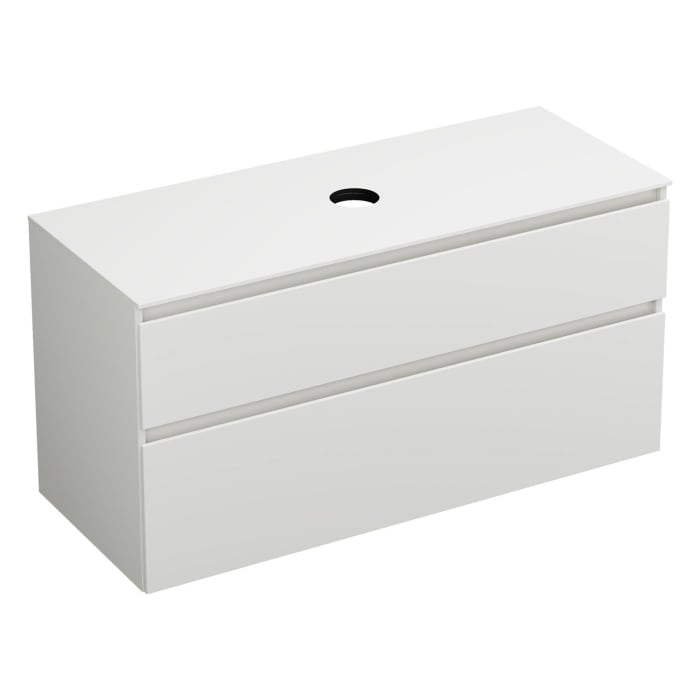 burgbad Lin20 Waschtischunterschrank mit Konsolenplatte 120 cm, 2 Auszüge, Beckenausschnitt mittig