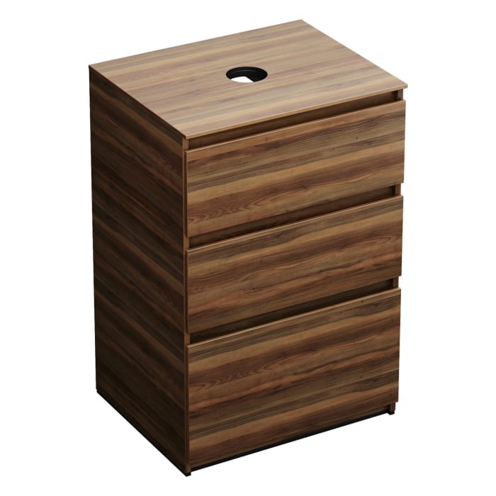 burgbad Lin20 Waschtischunterschrank mit Konsolenplatte 60 cm, 3 Auszüge, Beckenausschnitt mittig